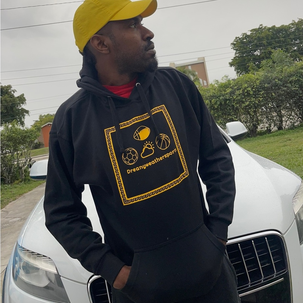 Men’s Fleece Hoodie XL, Black and Yellow